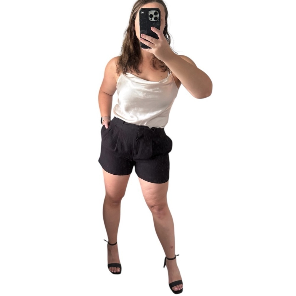 Ann Taylor Black Linen Paperbag Shorts Size 2